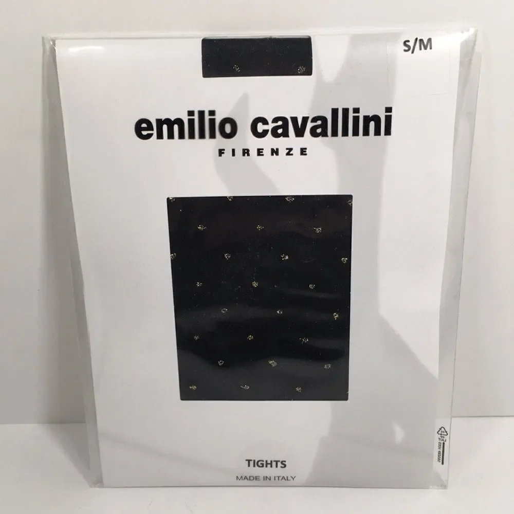 Emilio Cavallini Black Tights With gold dots S/M